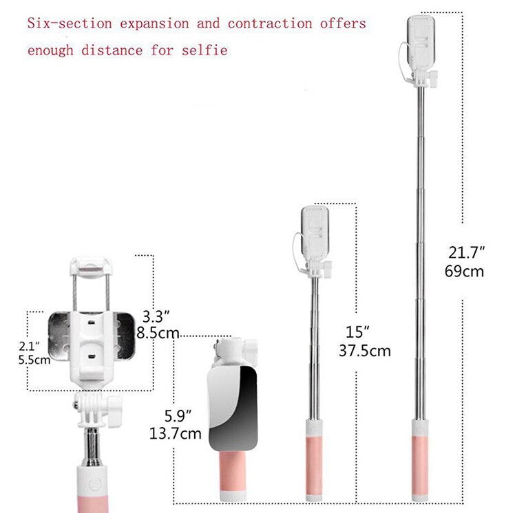 Mini Uitschuifbare Bedrade Selfie Sticks voor Iphone X Xs Max Xr Kabel Spiegel Autodyne Artefact voor IPhone 6 6S 7 8 Plus Selfie Stok