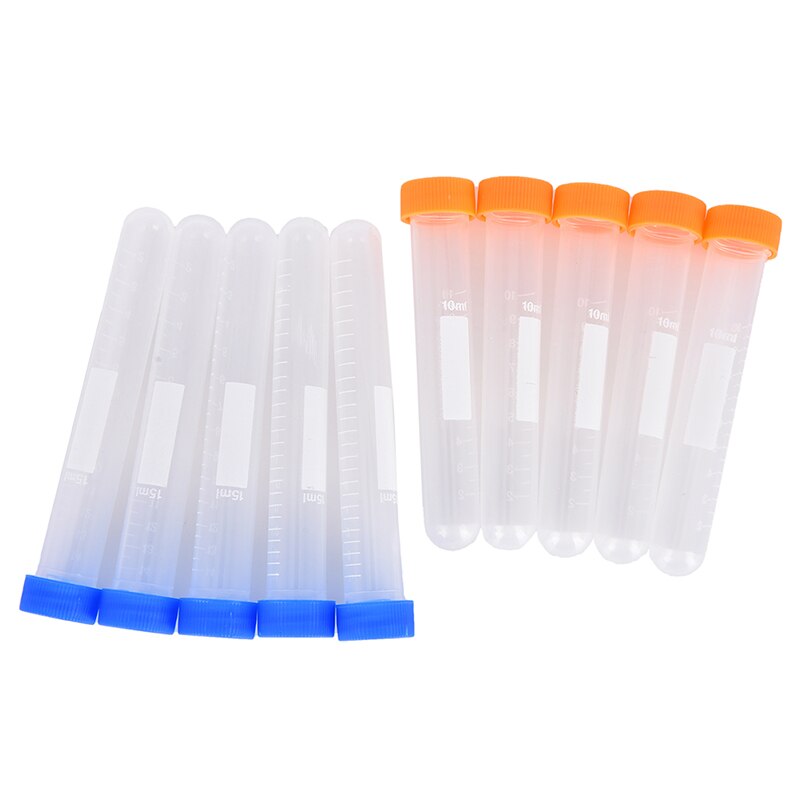 10pcs 2ml 10ml Centrifuge Tube Volume Plastic Bottles with Round cap Transparent container Graduation