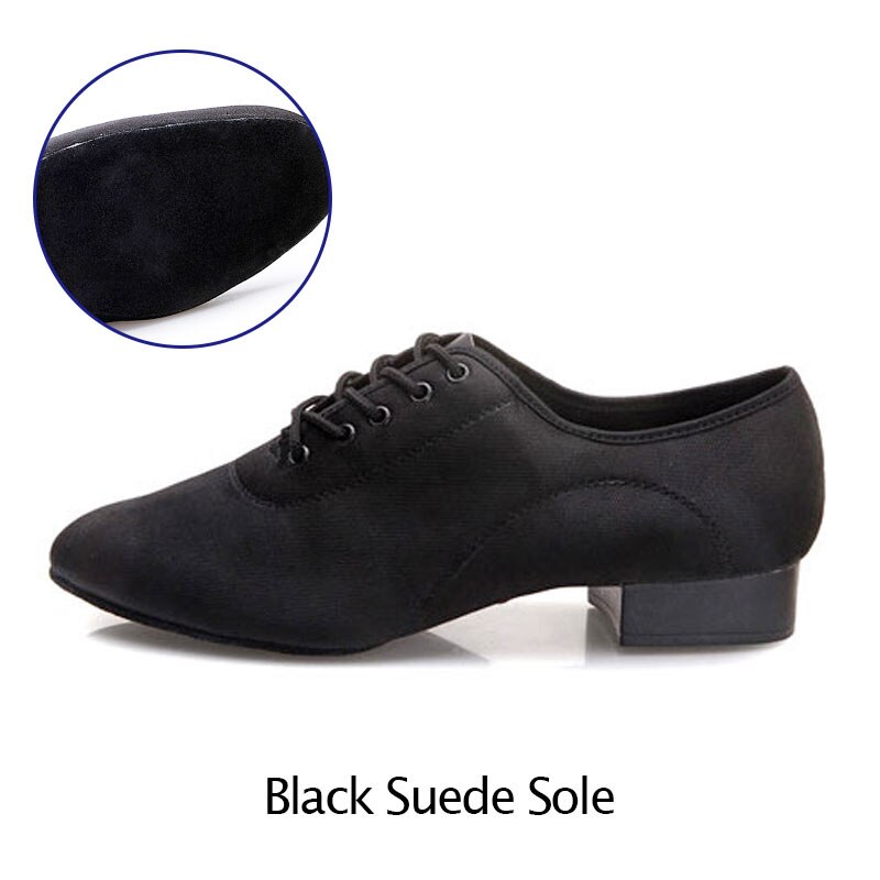 Salsa Dance Shoes Men Ballroom Latin Dancing Shoes Soft Sole Cloth Man Tango Practice Shoe Low Heel Male Dance Sneakers: Black suede sole / 6