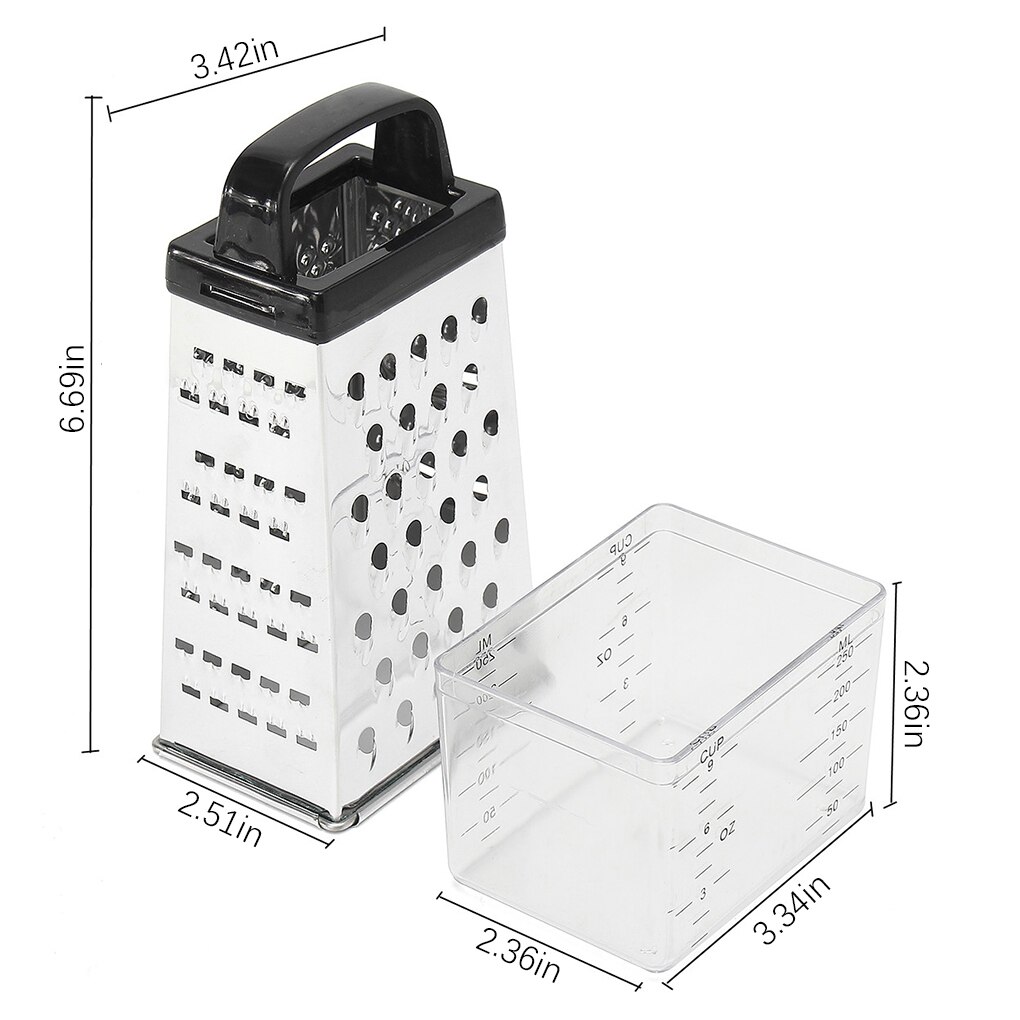 Rasp Rvs 4 Zijdig Shredder Met Container Keuken Accessoire Handvat Kleur Willekeurige