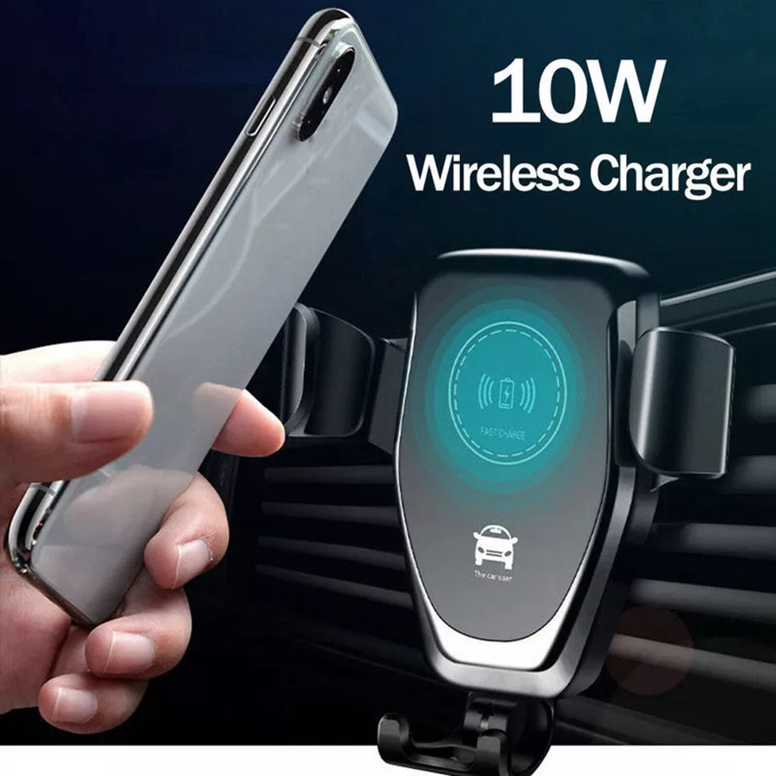 Wireless Car Charger 10W Qi Snel Opladen Auto Vent Telefoon Houder 360 ° Rotatie Auto Opladen Draadloze Auto Telefoon charger Mount