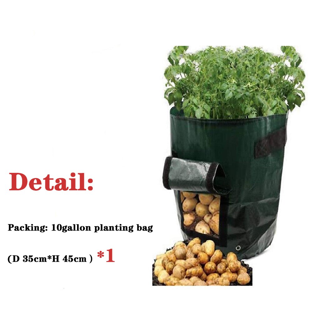 Bolsa contenedor de cultivo de patatas, maceta artesanal, bote de tomate trapo PE plantar verduras jardinería cultivo, bolsa de cultivo, suministros de jardín: 10gallon