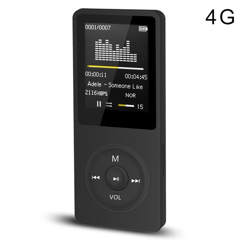 70 Hours Playback MP3 MP4 Lossless Sound Portable Music Player FM Recorder Noise Cancelling: Black / 4GB