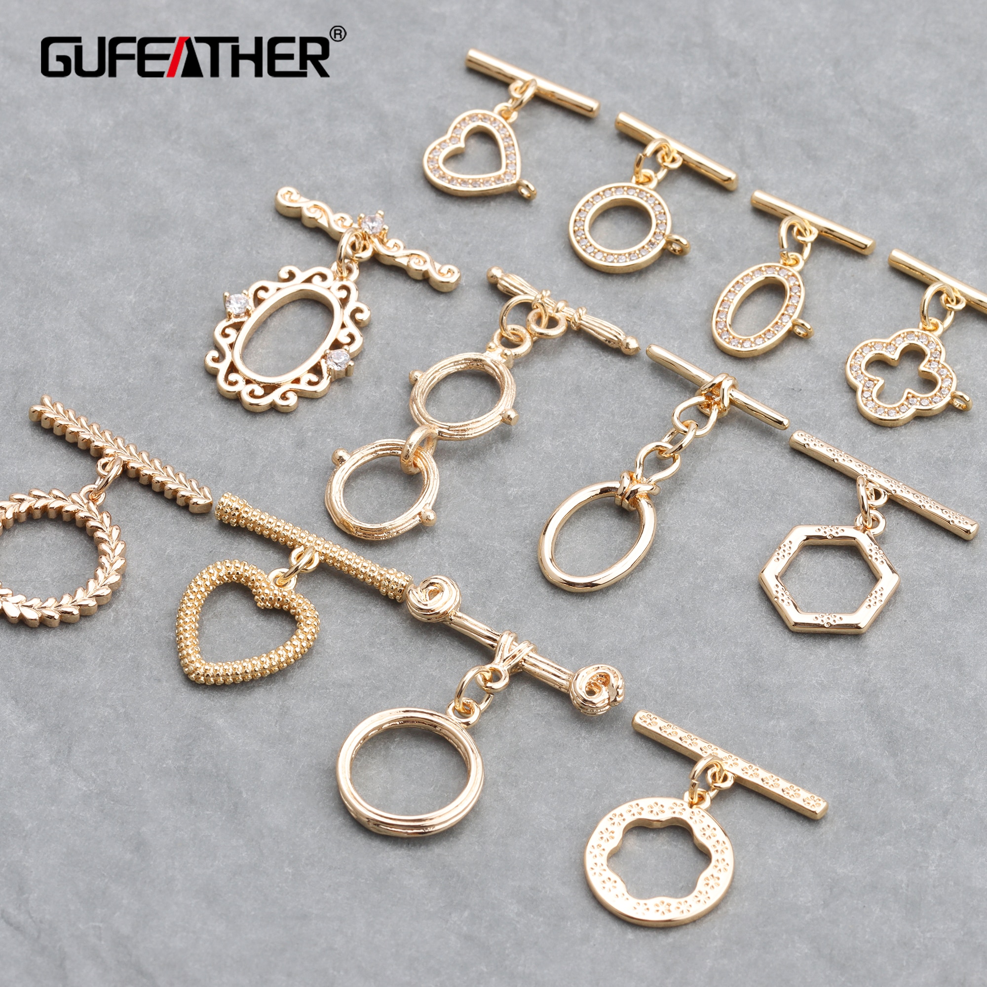 GUFEATHER M738, accessori dei monili, 18k oro placcato, 0.3 micron, connettore, fatto a mano, creazione di gioielli, fai da te collana del braccialetto, 10 pz/lotto