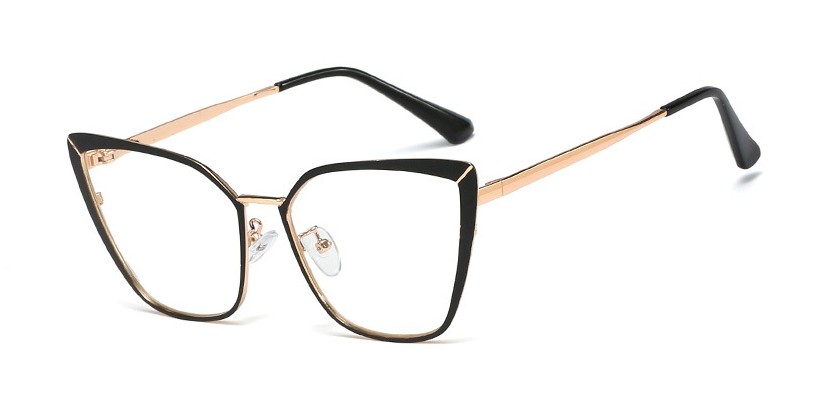 48104 Cat Eye Retro Ultralight Metalen Brilmonturen Mannen Vrouwen Optische Mode Computer Bril: C5 black