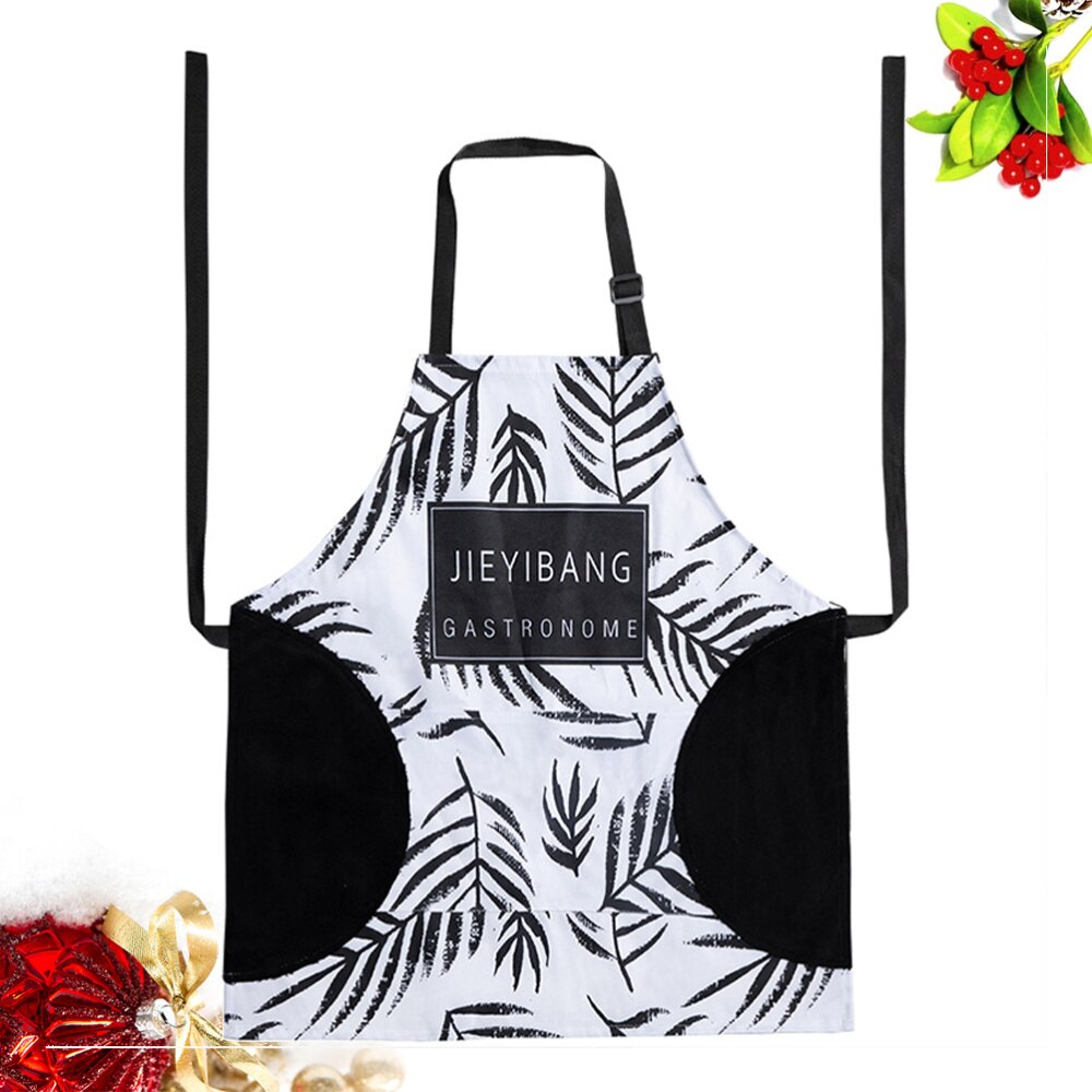 1pc olietætte køkkenforklæder håndtørket forklæde justerbart husholdnings ærmeløst outwear multifunktionelle serveringsforklæder med lommer c: Blad