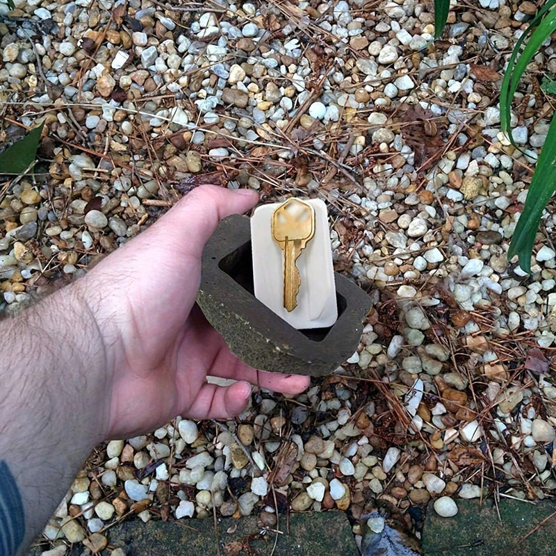 Cache-clés pour porte de cour extérieure, boîte à clés cachée, décorations en pierre, petite taille