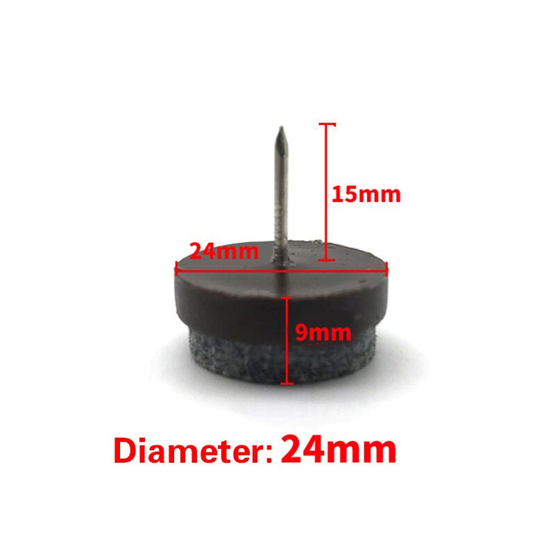 30Pcs Stoel Tafel Meubilair Been Bodem Voeten Nail Protectors Antislip Houten Vloer Protector Vilt Mat Pad nail: 24mm Black