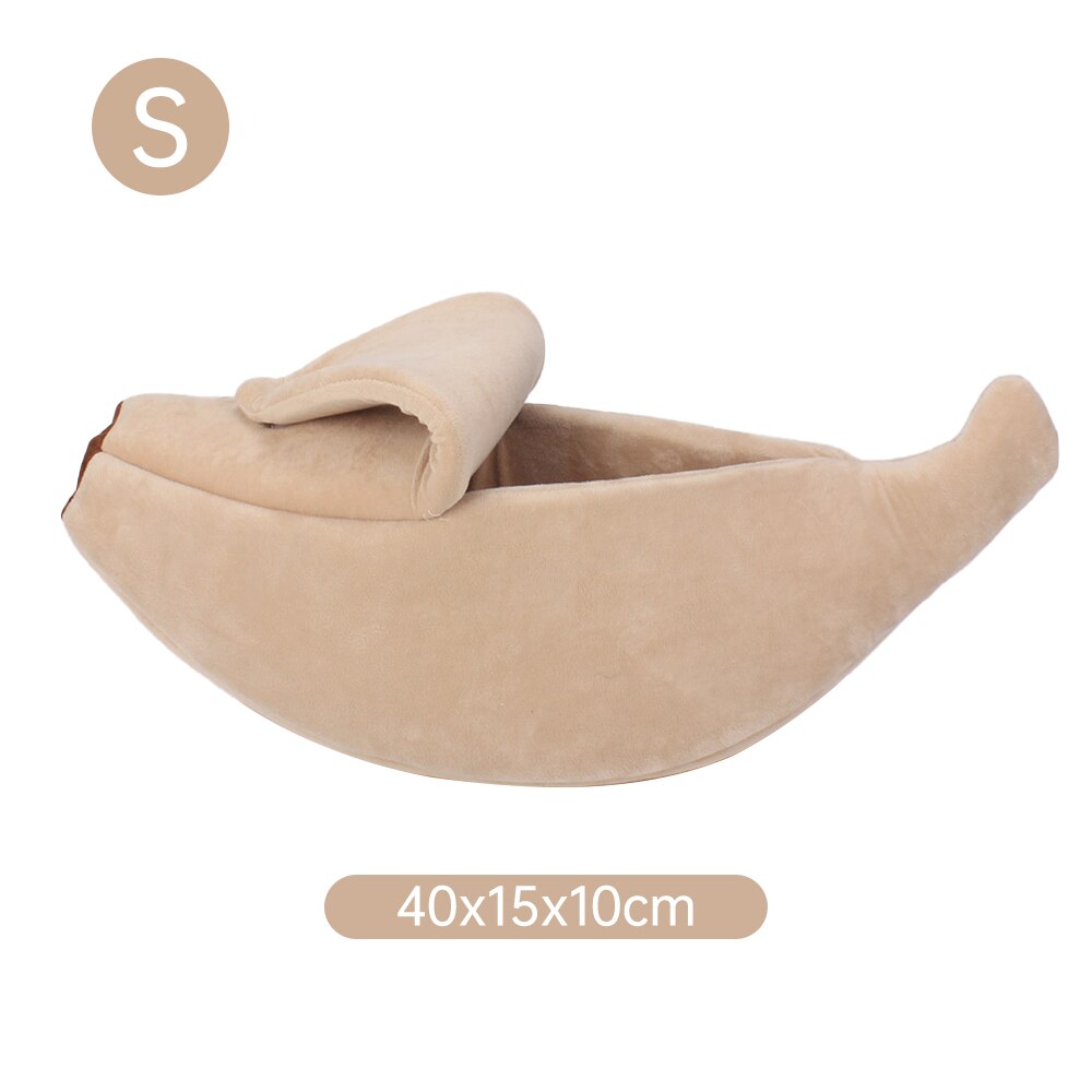 Bananform kjæledyrseng varm koselig valpepute kattehus myk hundegård vaskbar sofakurv søte bærbare kjæledyr liggeunderlag: kaki / 40 x 15 x 10cm