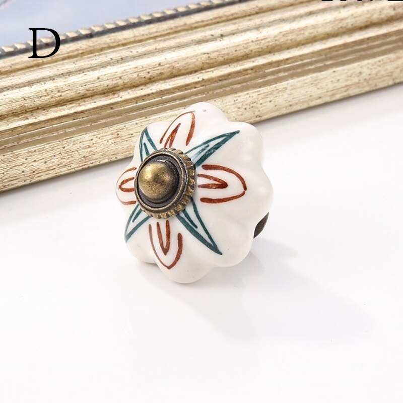 1Pc Keramische Gedrukt Deurknop Voor Kast Lade Kast Handvat Kast Kledingkast Meubels Deur Handgrepen Knoppen: D