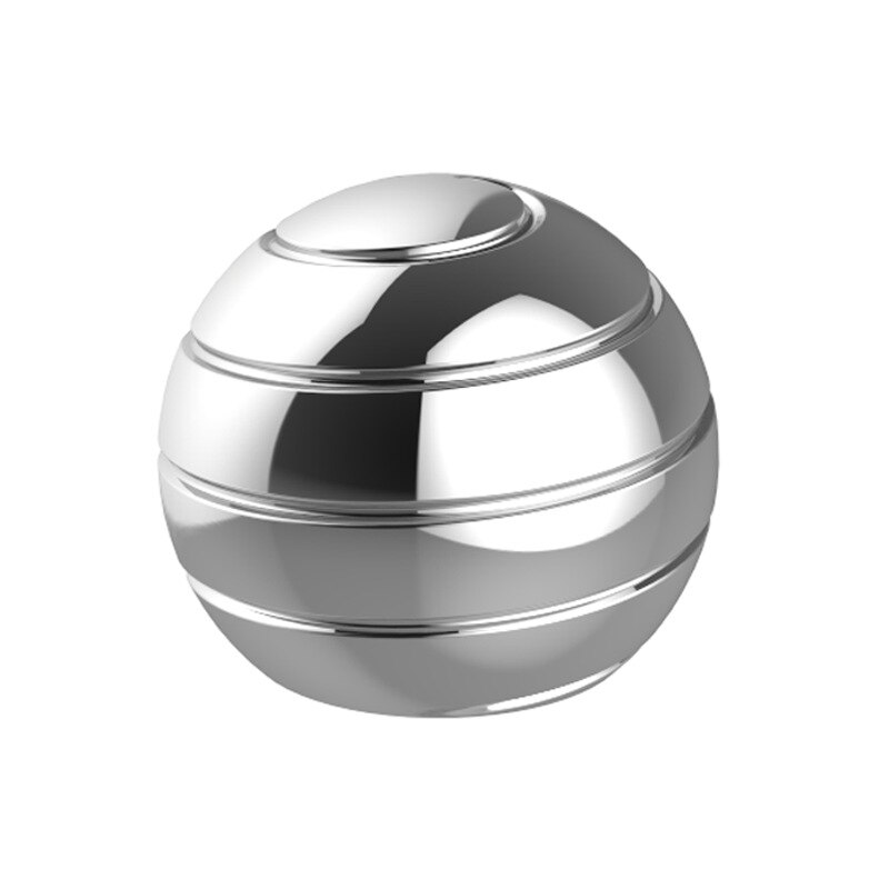 Fidget Toys Metal Gyro Desktop Ball Rotary Gyro Aluminum Alloy Round Metal Kinetic Decompression Toy: Silver