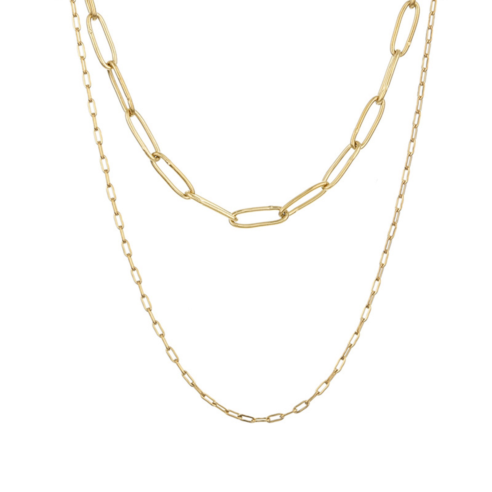 Punk Stijl Rvs Ketting Goud Kleur Papier Clip Hart Multilayer Vrouwen Party Club Kettingen Choker Ketting Sieraden, 1Pc: 3