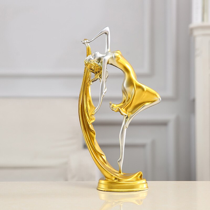 Dancing Girl Figure Statue Modern Ballet Sculptures Resin Crafts Home Decor Desktop Ornament 10*22CM: B