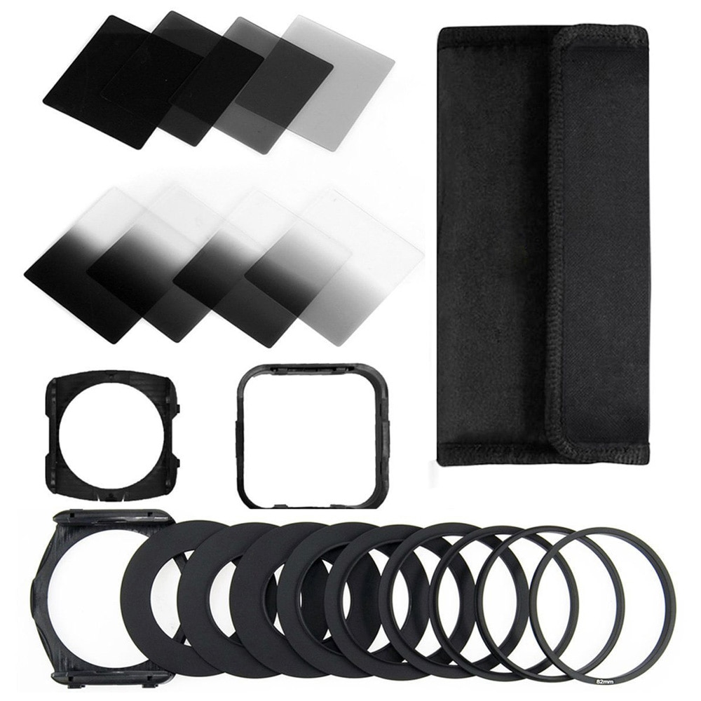 Zomei Camera Filtro Gradient ND2 4 8 16 Square ND Filter Set Kit Cokin P Series Filter Holder Hood Adapter Rings for DSLR