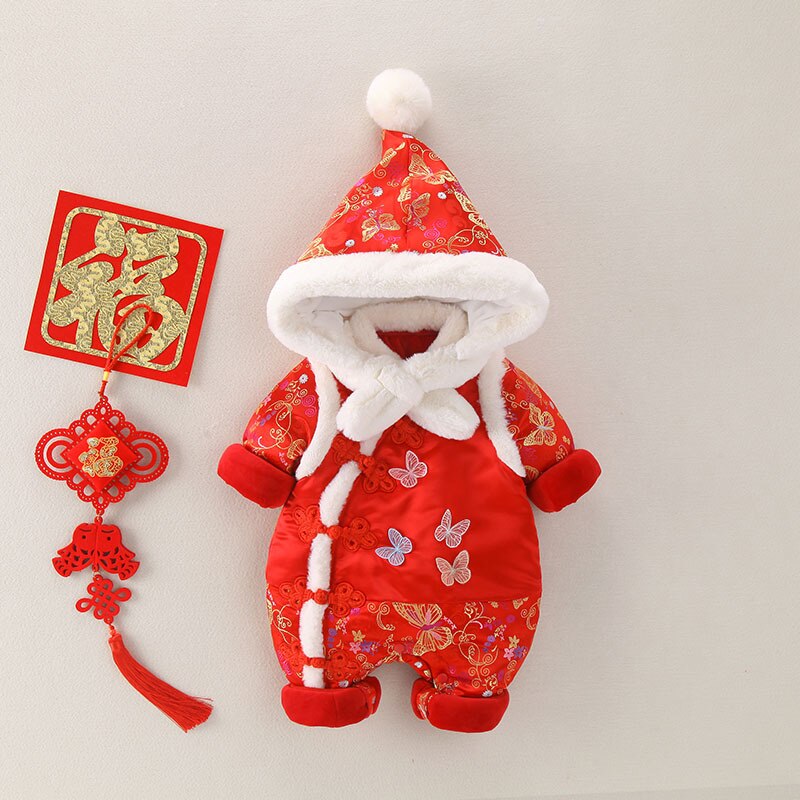 Christmas Newborn Baby Boys Traditional Chinese Costumes Tang Suit Year Girl Boy Hanfu Embroidery Clothing Set