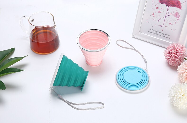 Opvouwbare siliconen beker draagbare siliconen telescopische drinkbeker opvouwbare koffiebeker multifunctionele opvouwbare silica mok reisbeker