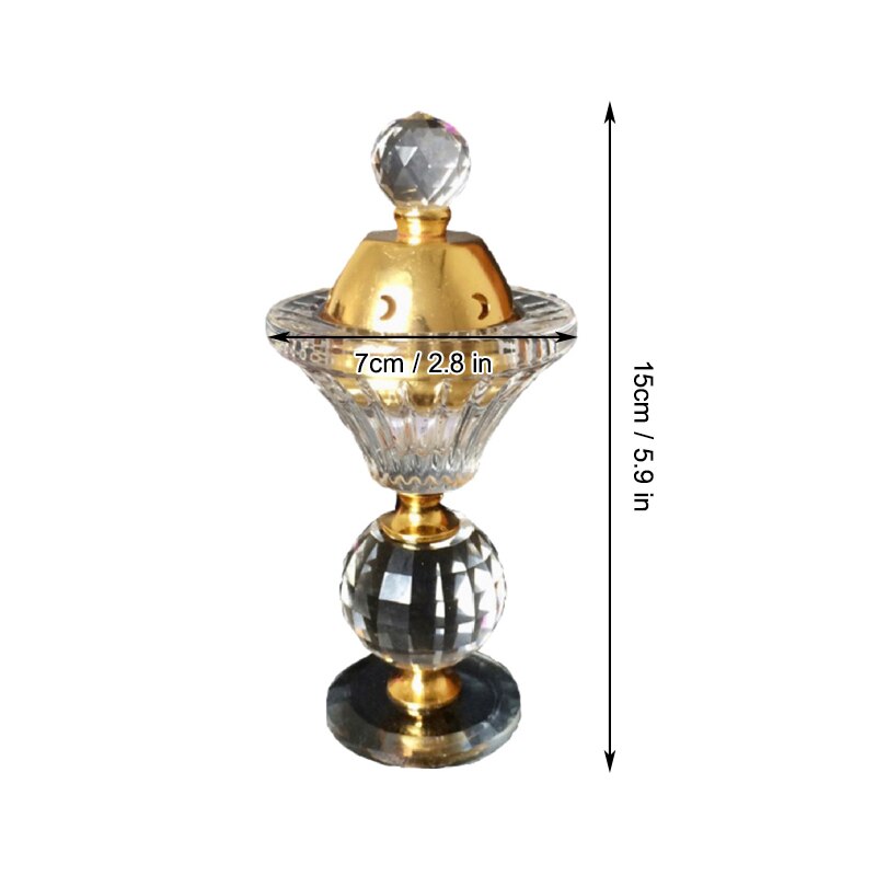 Bärbar 5.9in mini bakhoor brännare rökelse metall brännare diamanter blommig arabisk stil kristall rökelse heminredning