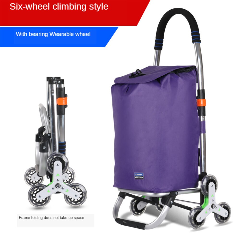 B-LIFE Trap Klimmer Trolley Dolly Winkelen Kruidenier Opvouwbare Winkelwagen Met Rolling Swivel Wielen En Oxford Doek Boodschappentas: Q 3