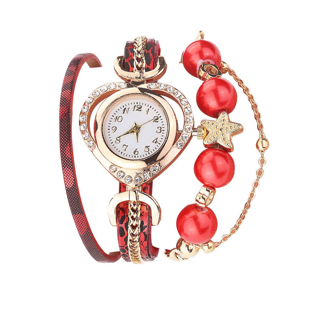 Women Vintage Bracelet Watches Shining Pearl Bracelet Dial Analog Quartz Wrist Watch Clock Ladies Watches: B