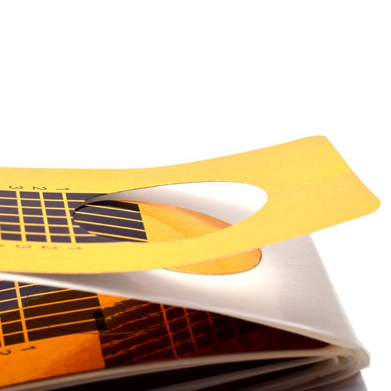 100pcs/50pcs Gold Nail Art Forms Tip Sculpting Guide Stickers Salon Acrylic Gel Nail Tips Nail Extension Forms Sticker Tools