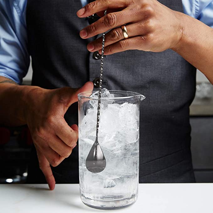 2 Black Stainless Steel Mixing Spoons Cocktail Shakers Cocktail Shakers Milk Tea Stir Bars