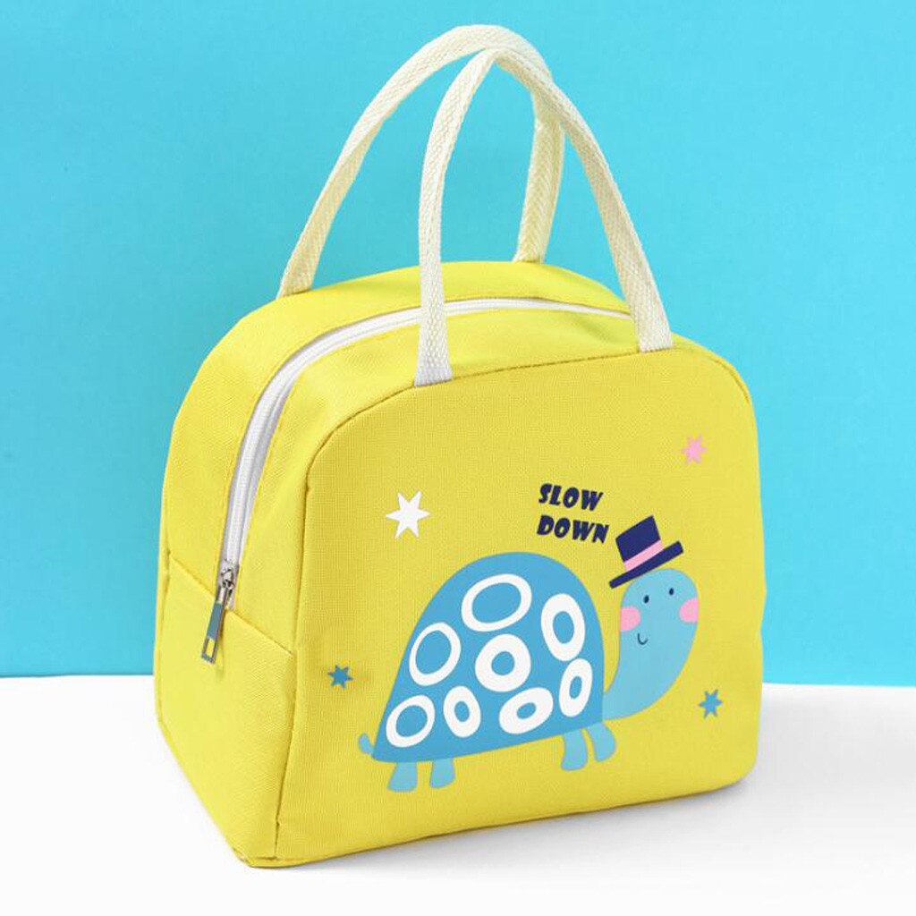 25# Cartoon Insulated Lunch Bag For Women Men Kids Cooler Tote Food Lunch Box Picnic Food Lunch Box Bag For Kid Girls Ladies: Yellow 