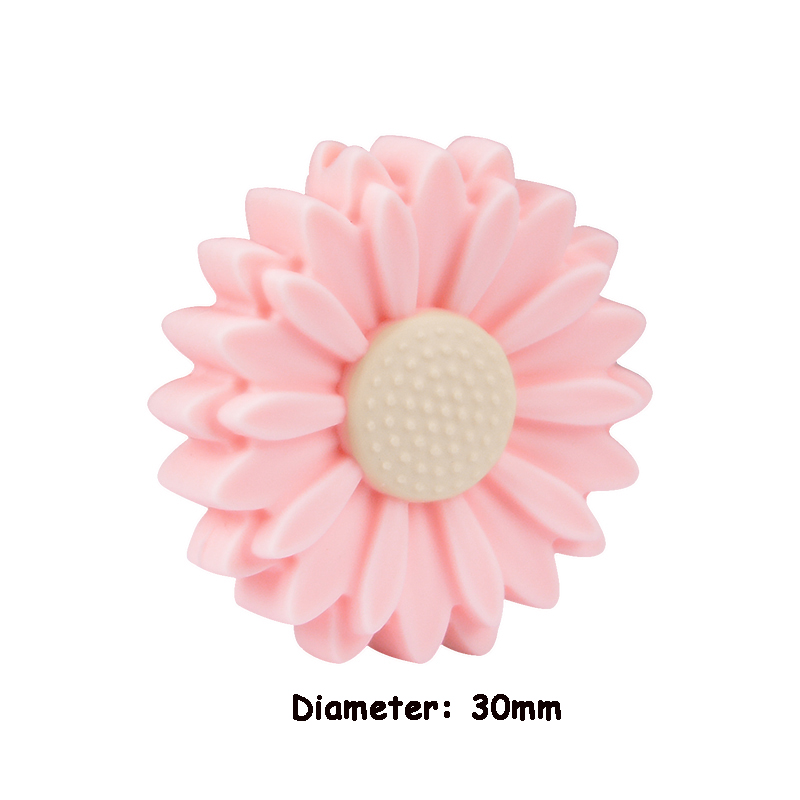 10PCS Silicone Beads Daisy Baby Teething Silicone Beads Sunflower DIY Food Grade Rodent Toy BPA Free Nurse Accessories: 30mm-Rose Quartz