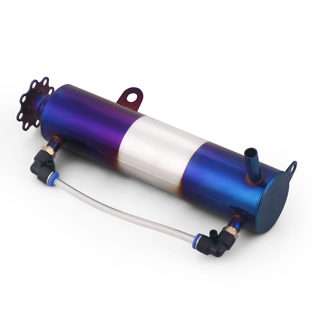 Radiador cilíndrico universal 400ml, refrigeração de líquido refrigerante, tanque de captura de alumínio azul queimado, reservatório de transbordamento