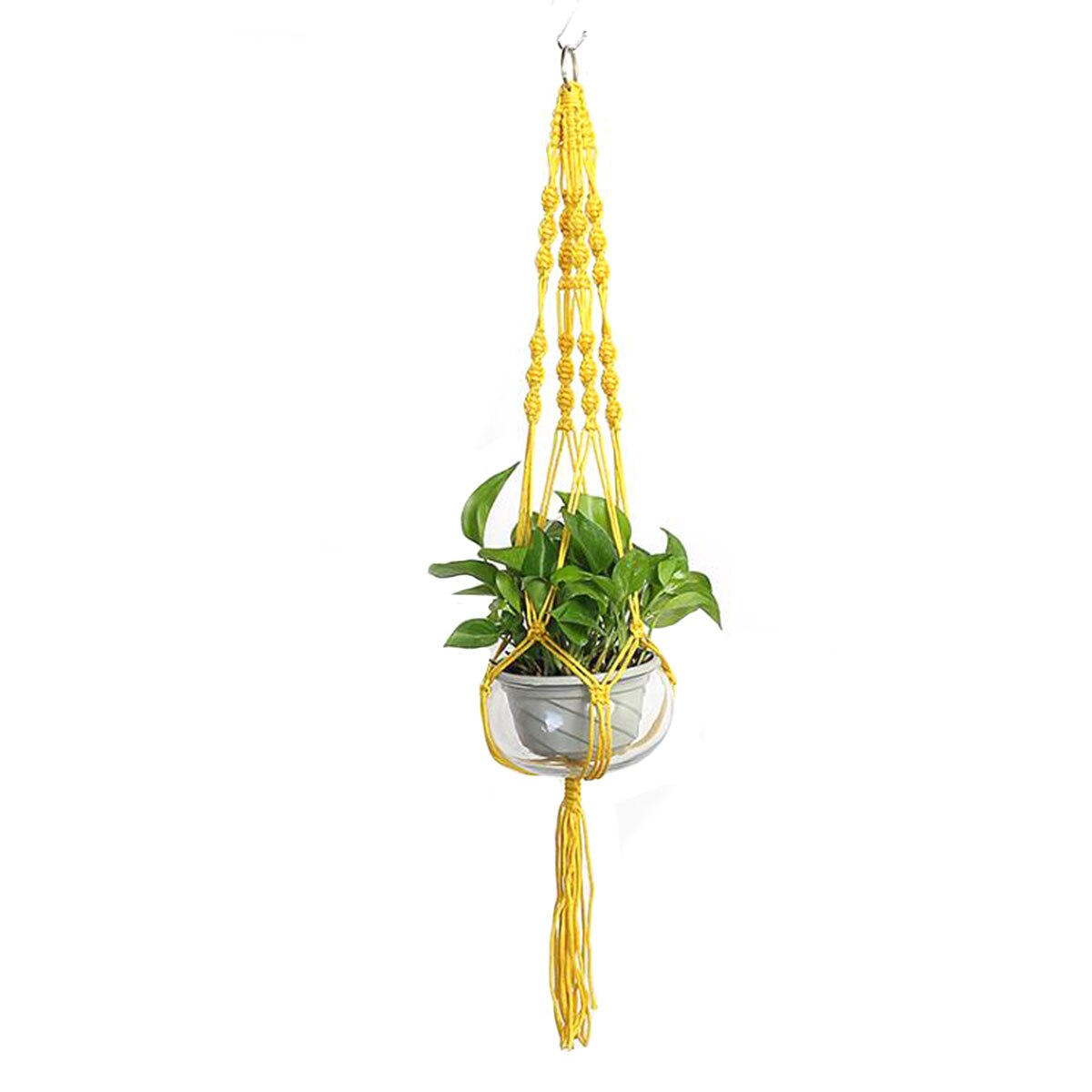 Offres spéciales fait main macramé plante cintre macramé plante cintre pour jardin plante plateau tenture murale panier maison et jardin outils: YELLOW