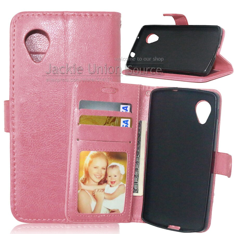 Étui en cuir Style portefeuille rétro avec porte-cartes, pour LG Google Nexus 5 E980 D821 D820: Pink