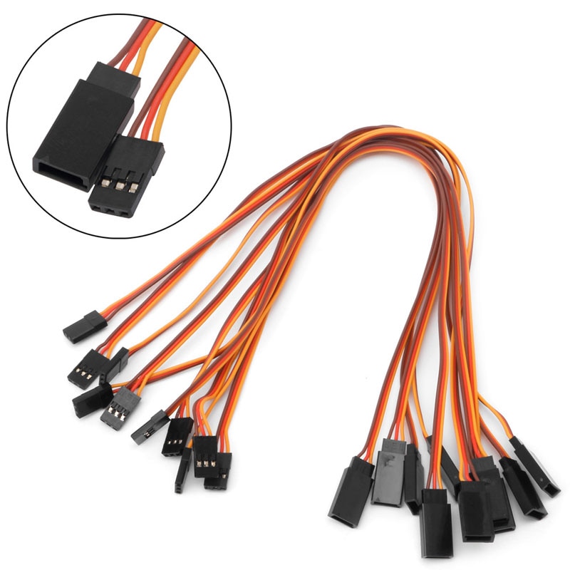 10Pcs 150 / 200 / 300/500Mm Servo Extension Lead Wire Kabel Voor Rc Futaba Jr Mannelijke om Vrouwelijke 30Cm