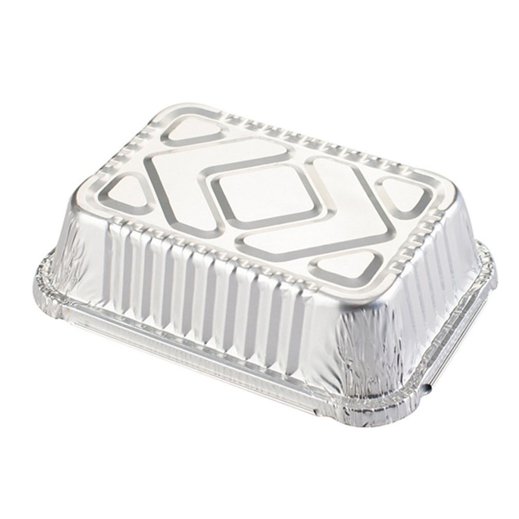 Fiambrera Rectangular de aluminio, caja de cartón de lata para barbacoa, Bol de aluminio desechable, contenedor para llevar: Default Title