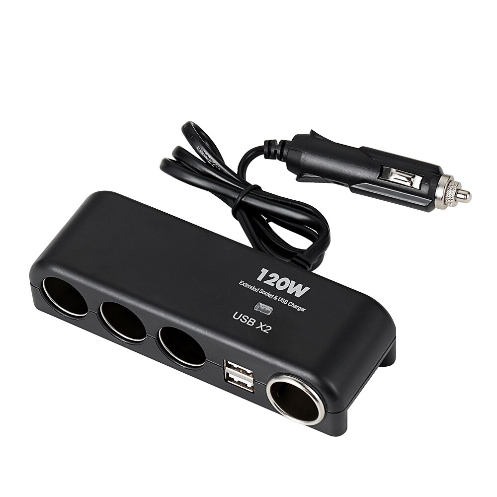 4 Ports Universal Car Cigarette Lighter Adapter Socket Splitter+Dual USB Charger Extension Fast Charging Dual USB Adapter: Default Title