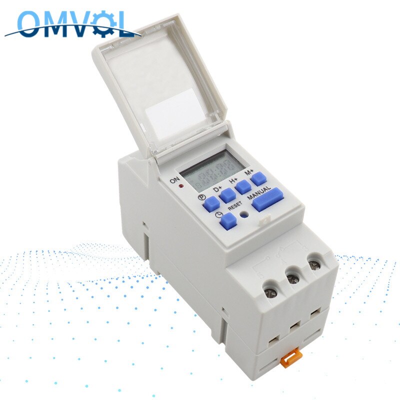 1PC CE Din Rail Digital 16 Sets Programmable Timer Switch AC 220V / 110V ,DC 12V 16A 25A Switch Relay Control Din Rail