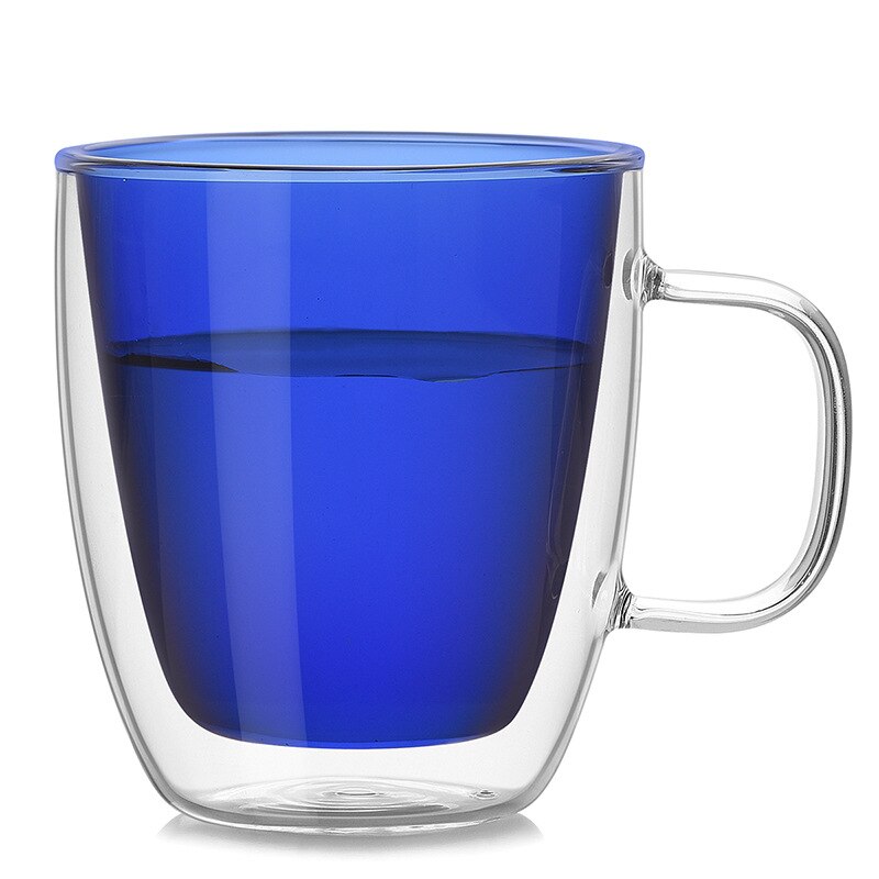 Whisky Bier Glazen Multi-color Wijn Glas Thee Sap Kopje Koffie Cups Cocktail Holder Mok Dubbele Wand Mokken Wijnglas voor Vodka: 350ml Blue