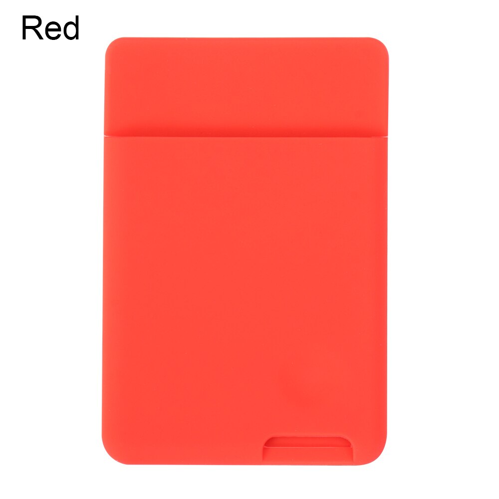 Universele Zelfklevende Sticker Kaart Mouwen Telefoon Portemonnee Geval Stok Op Id Credit Kaarthouder Elastische Siliconen Gsm-zakje: red