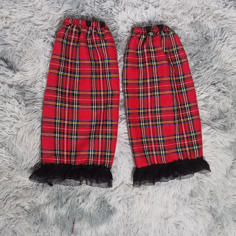 Lolita-calcetines largos Harajuku para mujer, medias de coreana Y2k, calentador de piernas para chica a cuadros, Jk, de encaje negro: NO.8(leg warmer)