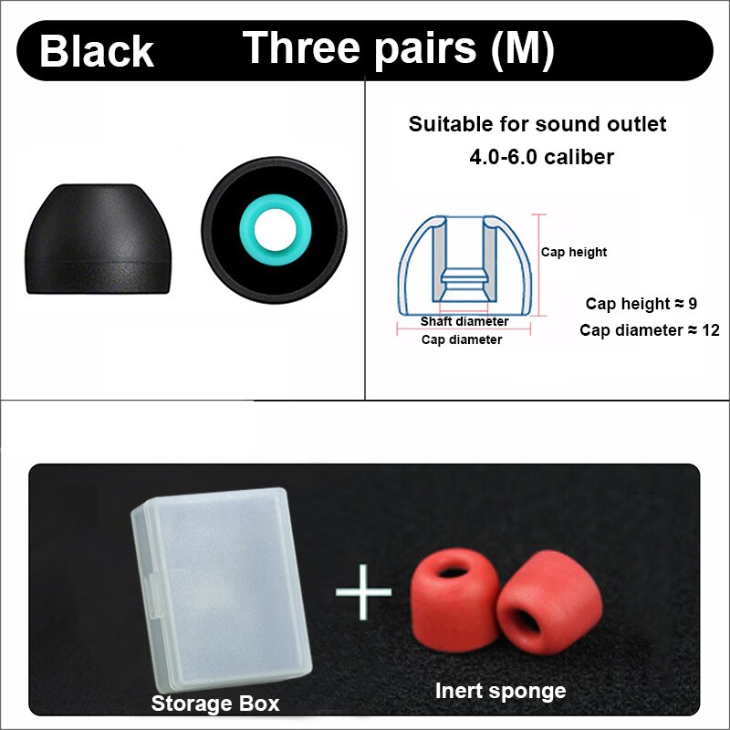 3 par ørepropper til sony wf -1000 xm 4 bløde silikone beskyttende ørepropper anti-allergiske ørepropper undgår at falde af ørepuder cover: Sort-m