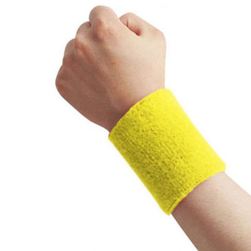 1pcs Sport Protect Wrist Sleeve Gym Sweatband Fitness Run Sweat Band 8*7.5 CM: Yellow