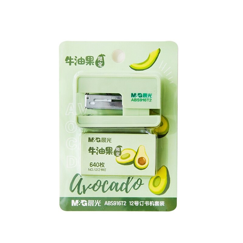 Met Avocado Set Mini Nietmachine 640 Stuks 12 # Nietjes Verse Groene Fruit Papier Bindmiddel Kantoor Binding School A6623