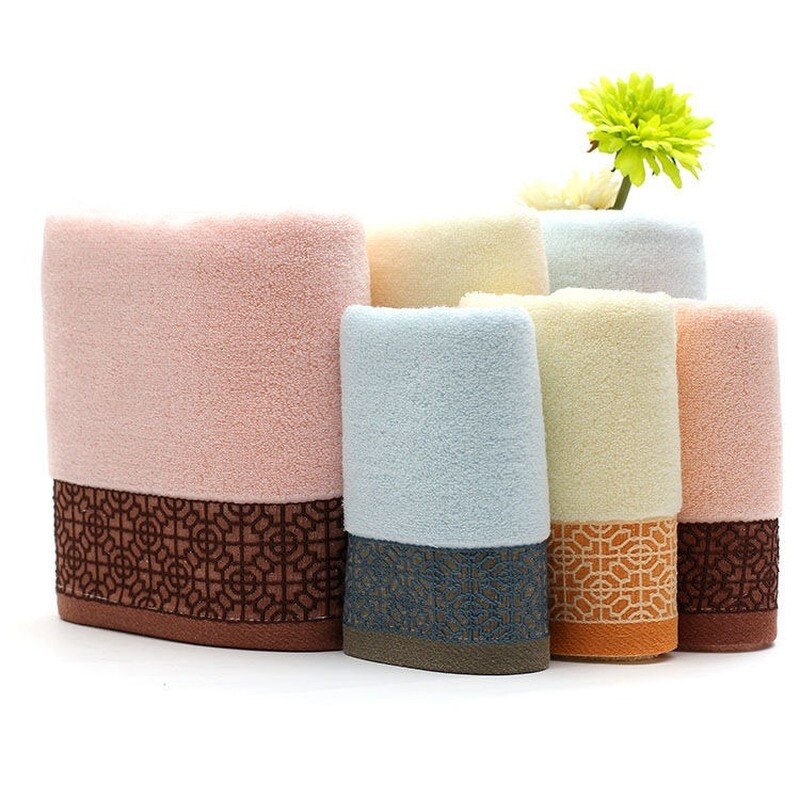 Ensemble de serviettes de bain en coton épais et absorbant, grande serviette de visage imprimée de style européen, 3 pièces, haut de gamme, offre spéciale