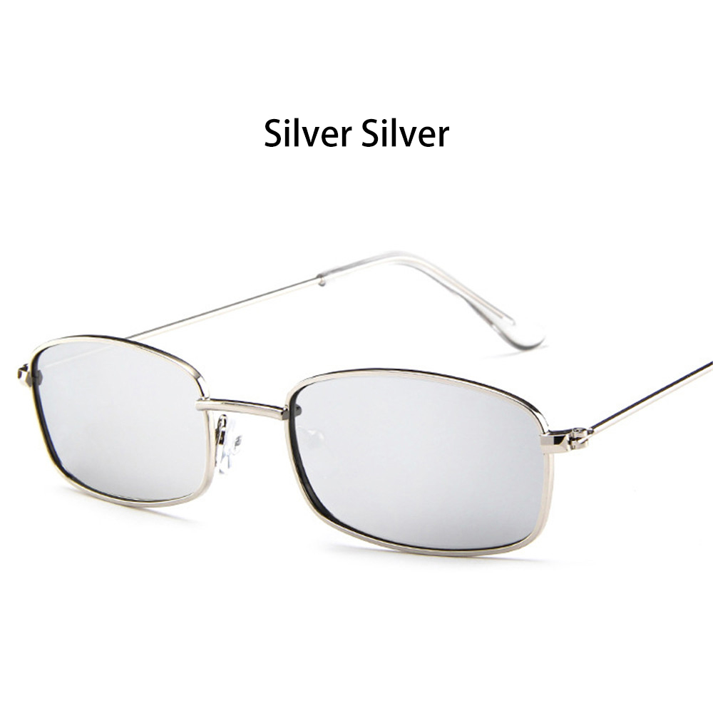 1 paire métal cadre Rectangle lunettes de soleil rétro nuances UV400 lunettes pour hommes femmes été lunettes quotidien conduite lunettes: Silver Silver