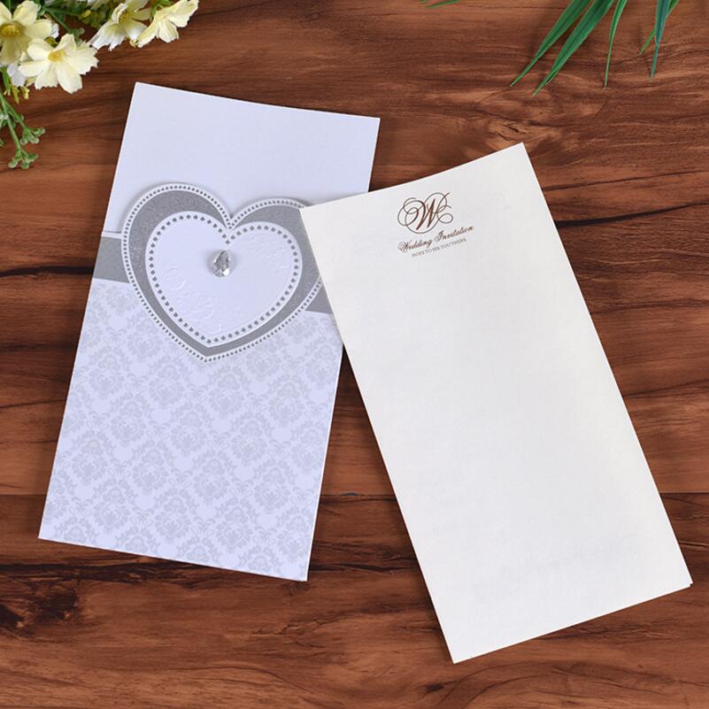 30pcs/lot Big Heart Red White Wedding Invitations Mariage Invitation Cards Birthday Party Pocket Invitation