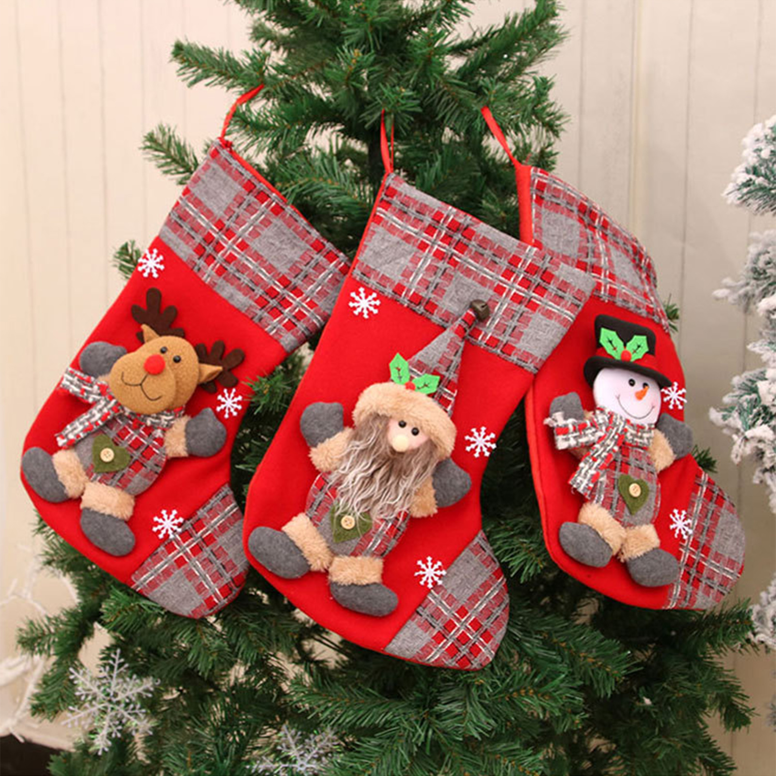 Saco de Papá Noel para decoración del hogar, bolsa de dulces colgante grande, adorno para árbol de Navidad y Año