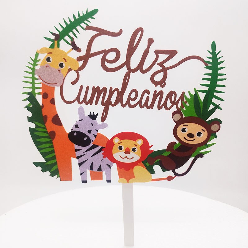 Cute Cartoon Animal Cake Topper Lion panda elephant jungle Cupcake Topper For Festive Farm Birthday Party Dessert Decor
