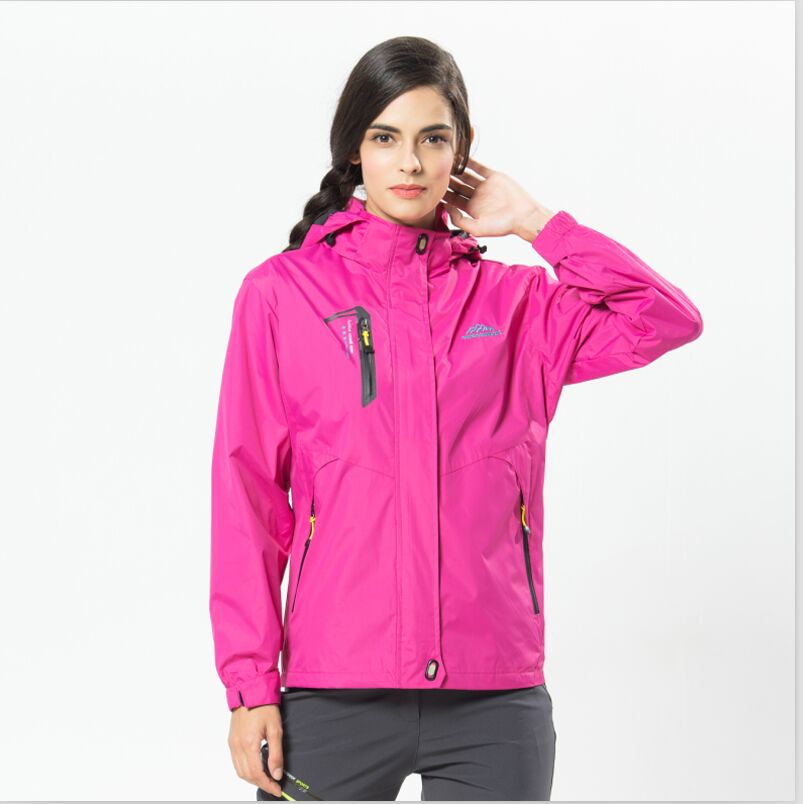 Veste de plein air pour femme, coupe-vent, imperméable, pour randonnée, manteaux de sport, printemps: rose red jacket / 4XL