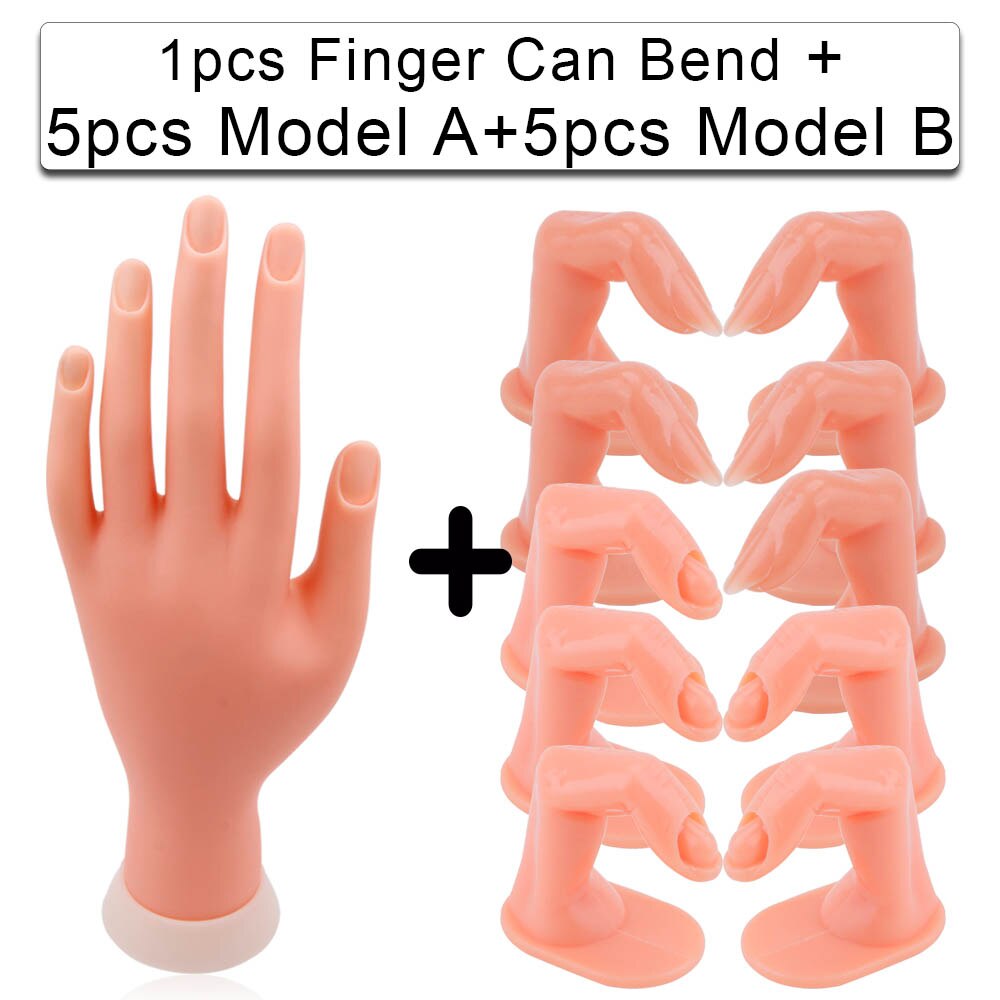 5/10pcs False Nails Finger Practice Model 1pcs Nail Hand Training For Manicure Beauty Nail Tips Flexible Practice Finger Tools: 10pcs Set D