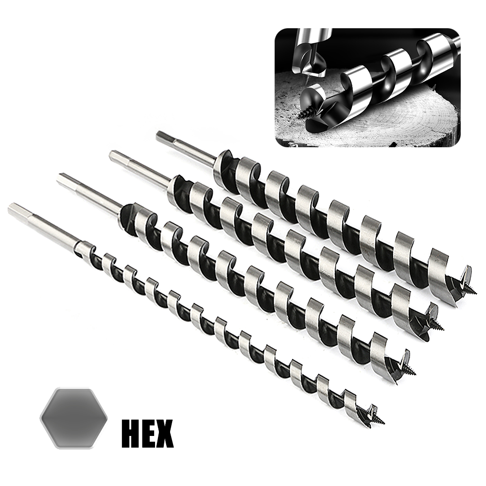 Taladro de rodillo para carpintería, mango Hexagonal de 230mm y 300mm de largo, giros de masa frita, herramienta de escariado de cerradura de puerta de madera, 1 ud.