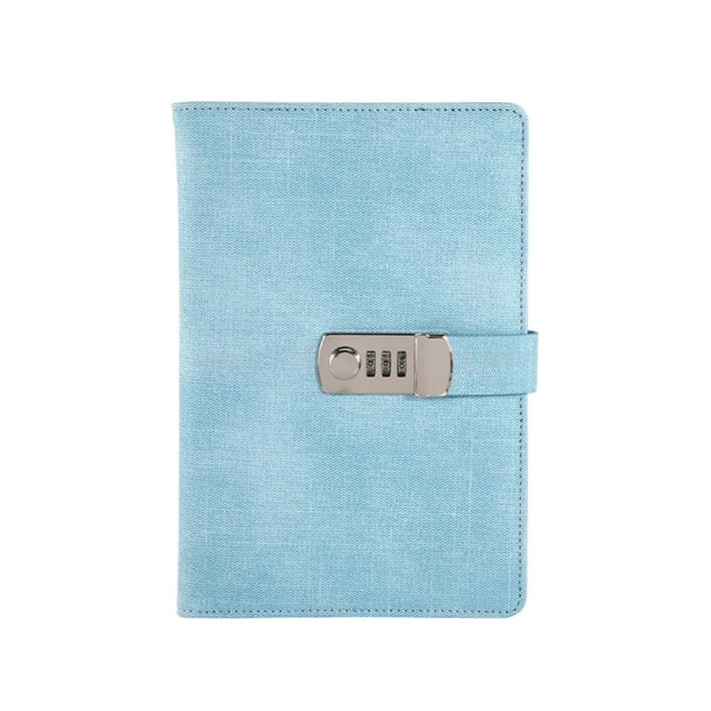 A5 cahier avec mot de passe verrouillage cuir Agenda Agenda semaine planificateur bloc-notes école: BLEU CIEL
