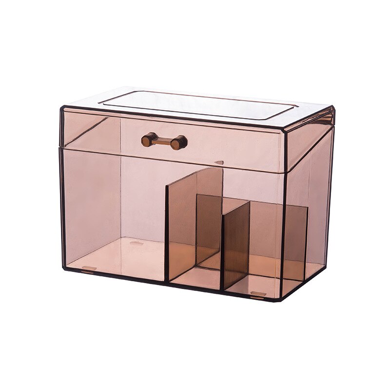 Odporna na kurz akrylowe płatki kosmetyczne organizator pudełko na przybory robić makijażu dla wacików/piękny mikser uchwyt z pokrywa 4 kraty dachowe robić zatrzymywania pojemnik na kosmetyki: przezroczysty kawa